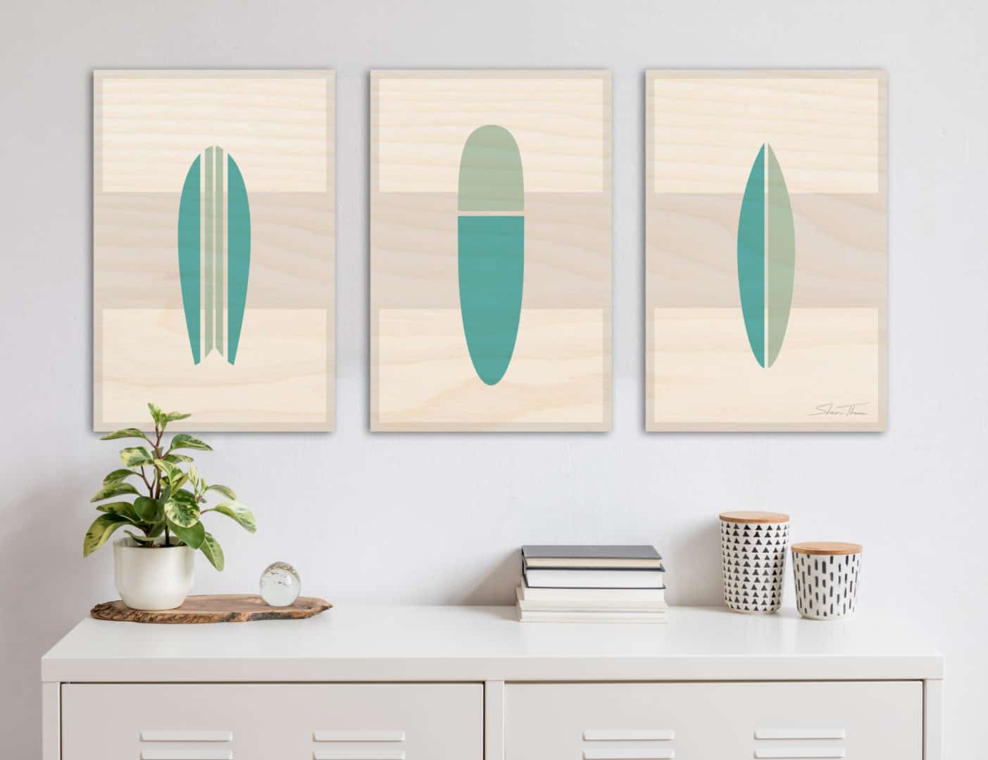 Wooden Surfboard artwork | beach artwork decor | Surfboard wall art | surf room decor