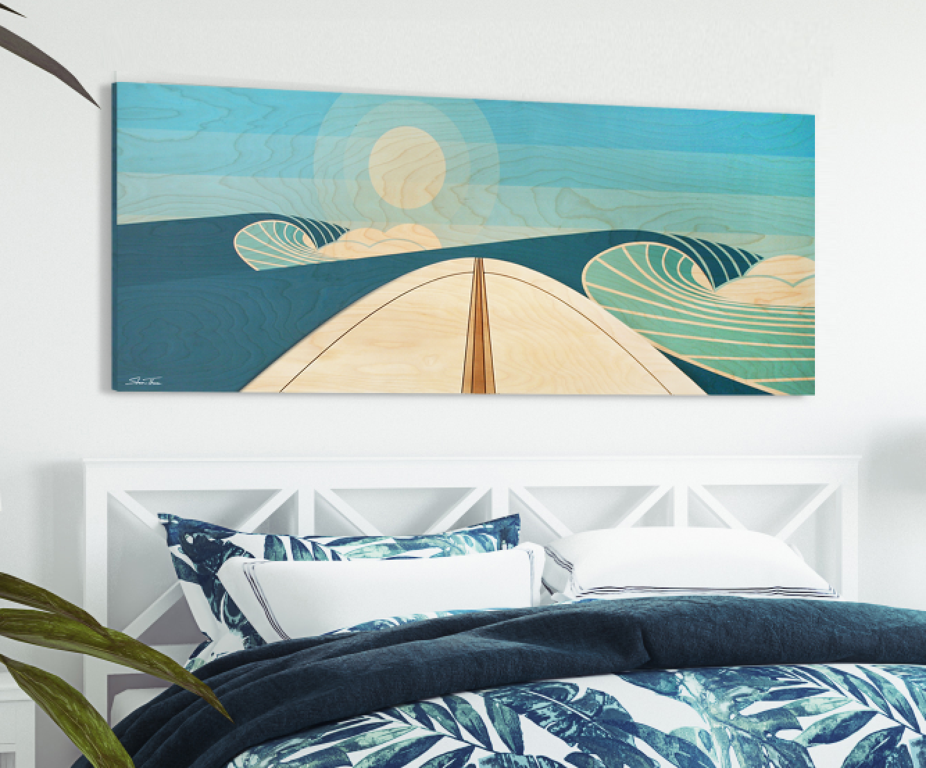 WOODEN SURFBOARD DECOR | san diego surf art | beach artwork decor | surfboard wall art