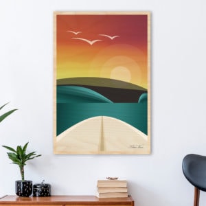 WOODEN SURFBOARD DECOR | Surf art prints