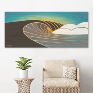 wave art, vintage surf art, beach prints on wood