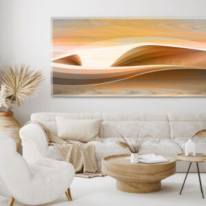 modern wave art, orange hue wave art